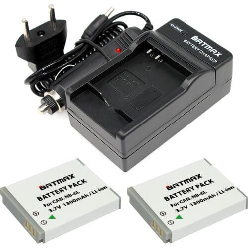 2Pcs NB-6L NB6L NB 6LH 6L Battery + Portable Wall Charger for Canon IXUS 310 SX240 SX275 SX280 SX510 HS 95 210 300 S90 S95