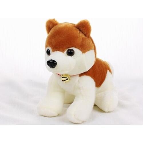 20cm husky dog with bell,light brown dog soft plush toy ,baby toy gift h2048