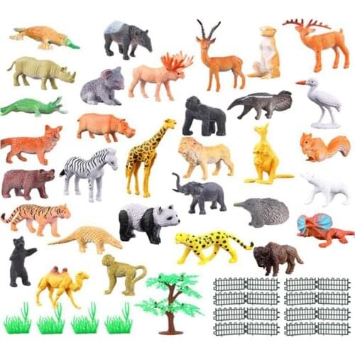 53Pcs Animal Toy Simulation Mini Dinosaur Wildlife Model Wild Zoo Collection for Children Education