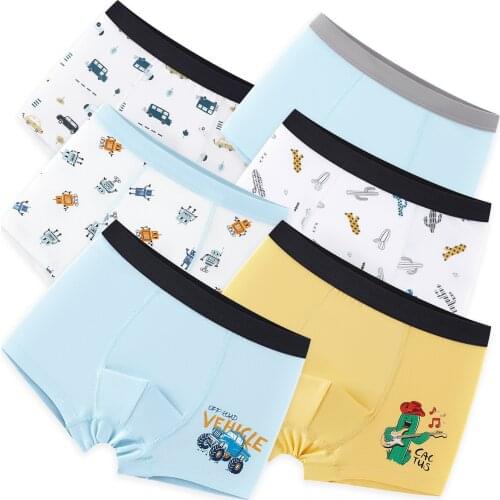 6pcs Child Boxers Briefs for Boys Reusable Cotton Underpants Kids Training Panties Children Breathable Underwear Toddler Shorts