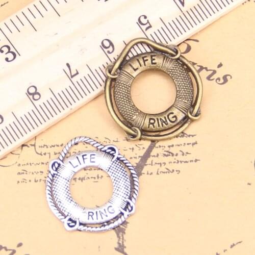 68pcs Charms For Jewelry Making life ring lifebuoy 23x22mm Antique Silver Plated Pendants DIY Tibetan Silver Bracelet Necklace