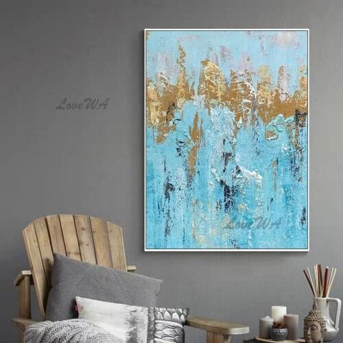 Abstract Texture Thick Pure Hand-painted Gold Design Oil Painting Canvas Wall Art Modern Handmade Wall Picture For Living Room
