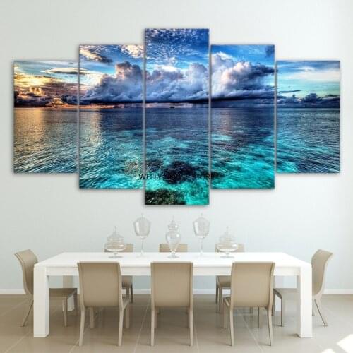 5pcs/set 5d Diamond Embroidery Beach Seascape 3d Diamond Painting Cross Stitch Mosaic Pattern Square Rhinestone Decor triptych