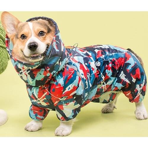 Golden Retriever Dog Raincoat Jumpsuit Pet Clothing Waterproof Dog Clothes Welsh Corgi Rain Jacket Costume Pet Outfit Rainwear