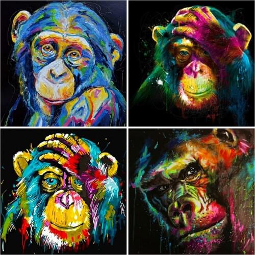 Evershine Diamond Embroidery Monkey Full Square Round Diamond Painting Animal Mosaic Pictures Of Rhinestones Handicrafts