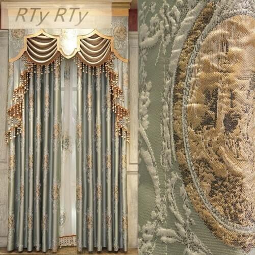 European top 4D embossed large flower thick blackout Window Curtains for Living Room high quality villa Bedroom Curtain