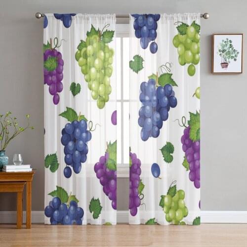 Farm Grapes Sheer Window Curtains for Living Room Bedroom Modern Tulle Curtains Fabric Drapes