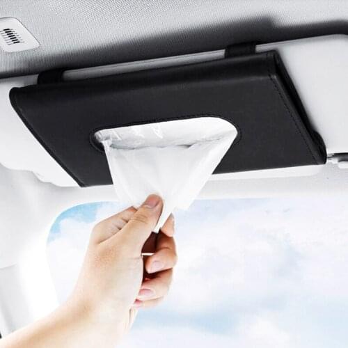 PU Leather Car Tissue Box Auto Sun Visor Napkin Bag Car Interior Storage Accessories Multipurpose Tissue Dispenser Auto Storage