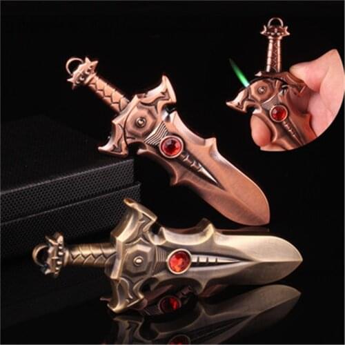 Creative Metal Sword Butane Lighter Torch Inflatable Cigarette Lighter Mens Small Gift