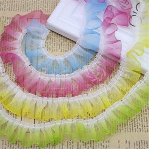 30yards 2.5cm fold lace Ruffle Lace Trim Ribbon Pleated Tape Dress Doll and girl dress Clothes 0.98'' Width