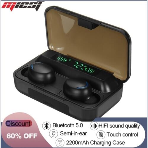 Miest Bluetooth V5.0 Earphones Wireless Headphones With Microphone Sports Waterproof Headsets 2200mAh Charging Box For Android