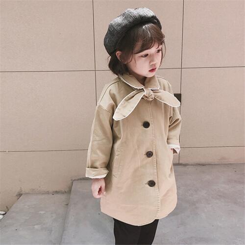 2 3 4 5 6 Years Toddler Girls Trench Coat Fashion Korean Lapel Bow Tie Kids Windbreaker 2019 Autumn Baby Girls Coat Outwear