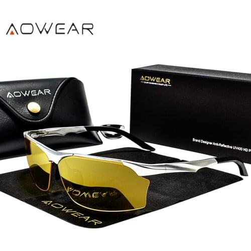 AOWAER DH New Night Version Mens Eyeglasses Yellow Lens Night Vision Men Eyewear Polarized Anti-Glare GogglesDriving Sunglasses