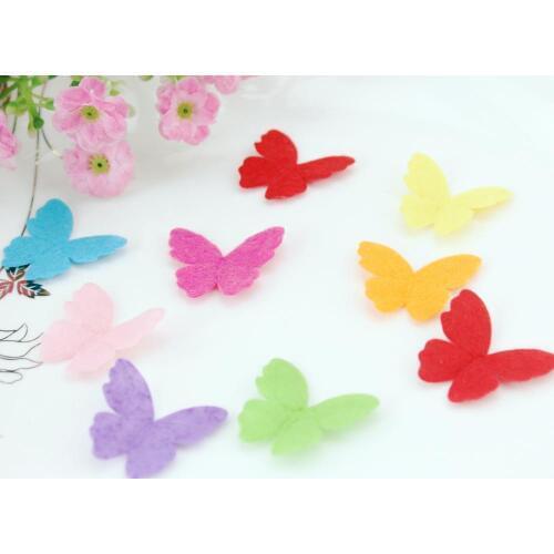 Set of 1000pcs rainbow felt pack butterfly shape nonwoven applique multiple color wholesale free shipping 29x26mm by0127
