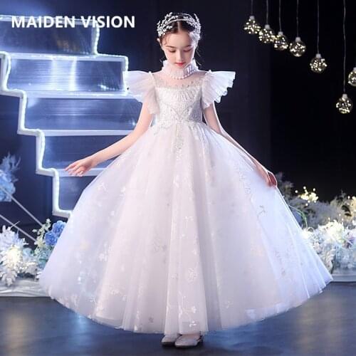 Flower beaded Kids Dresses For Party Wedding Dress Children Pageant GownTulle Princess Dress for Girls Toddler Girl Clothing
