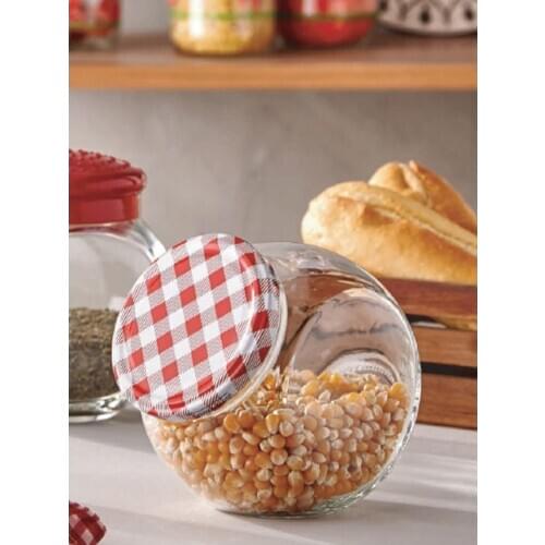 Prizma Baharatlık Cam Baharat Kavanozu 750 ML Kapaklı Şeffaf Şık Görünümlü Çok Amaçlı Kullanım Beyaz Gri Kırmızı