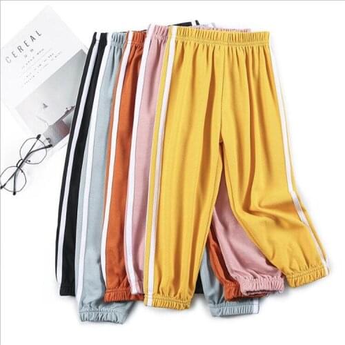 Harem Pants for Kids 2021 Summer Bottom Elastic Waist Loose Trousers Ankle-Length Pants for Boy and Girl Casual Thin Pants