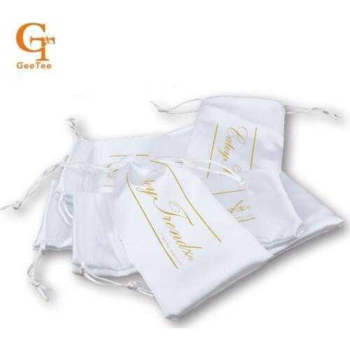 Custom logo brand human Virgin Hair extension bundle satin packaging Bag,women premium hair packing Bag,Hair Storage silk Bags