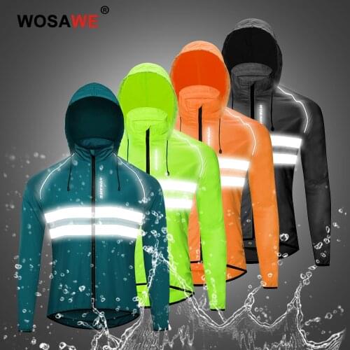WOSAWE Windproof Motorcycle Jackets Hooded Men Riding Waterproof Clothing Bike Long Sleeve Jerseys Reflective Vest Wind Coat