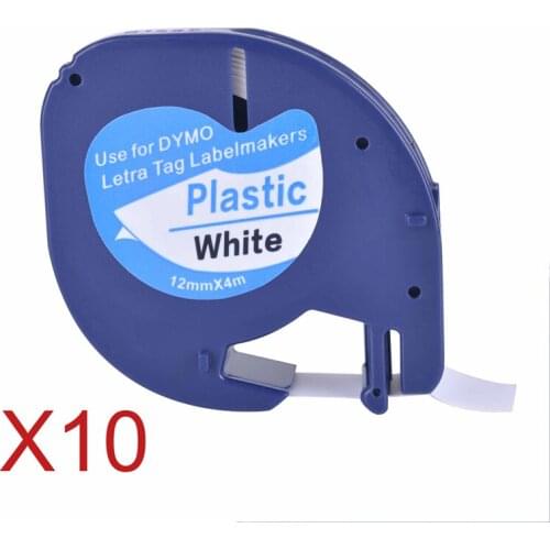 10 Compatible with Dymo Delta label tape 91201 Easy to label tape 12mm*4m white background black text domestic typing tape