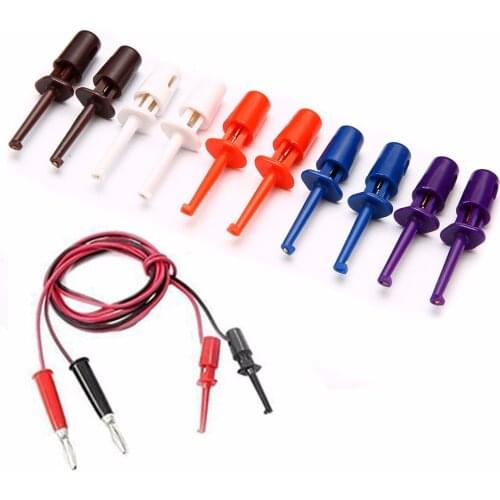 10pcs Multimeter Lead Wire Test Hook Clip Test Probe Cable Round Crocodile Clip Hook Test Clip