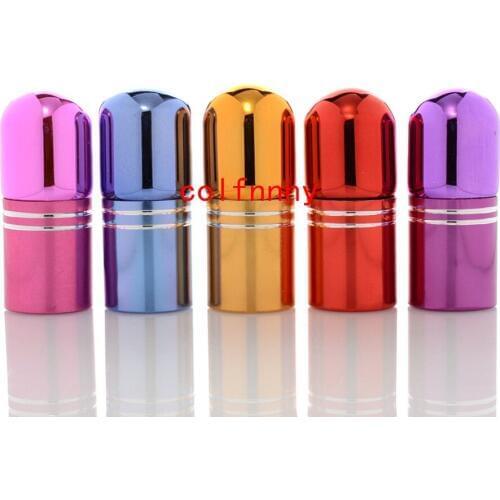 100pcs/lot Fast Shipping 3ml Glass Roll On Bottle Mini Essential Oil Bottle Refillable Tiny Perfume Glass Vials 5 Colors
