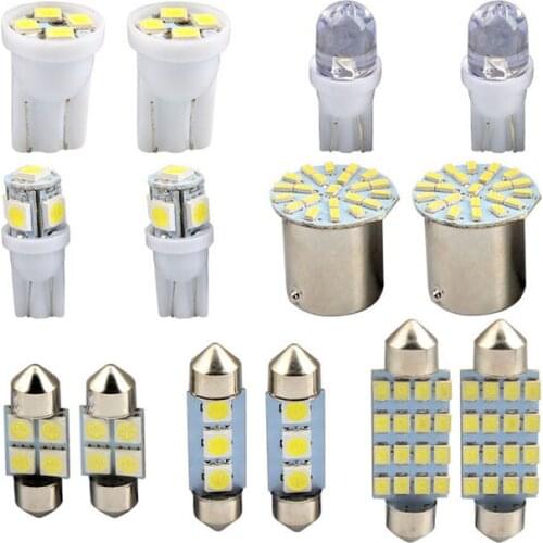 14pcs/set LED Interior Package Kit LED 1157 T10 31 36mm Car Auto Interior Map Dome License Plate Light Kit White Lamp Set
