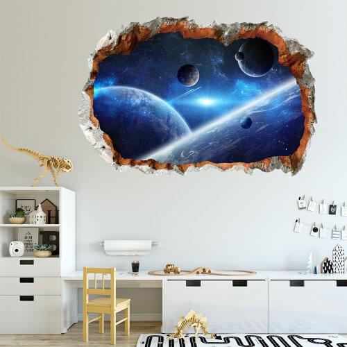 3D Star Universe Series Broken Wall Stickers Space Galaxy Planets Wall Sticker Kids Rooms Living Room Bedroom Decor