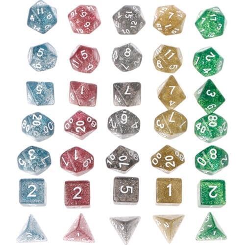 7 Pcs/set Twinkling Polyhedral Dice For Dragon Pathfinder D20 D12 2xD10 D8 D6 D4