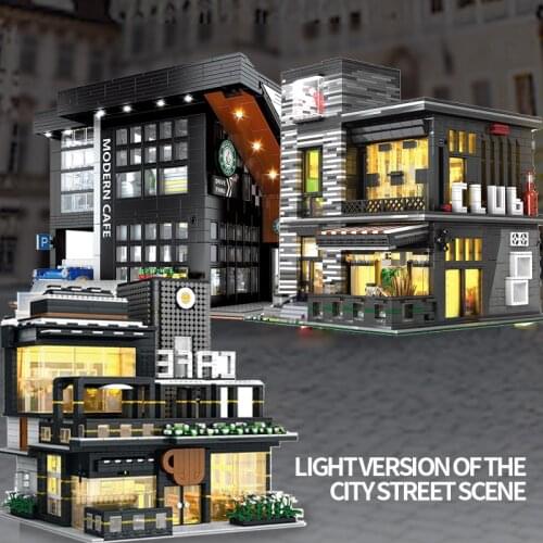 Creator Expert 86005 Street Modern Cafe Corner Model Ideas Building Blocks 2926Pcs Modular Bricks Bank Pet Book Coffer Shop Toys