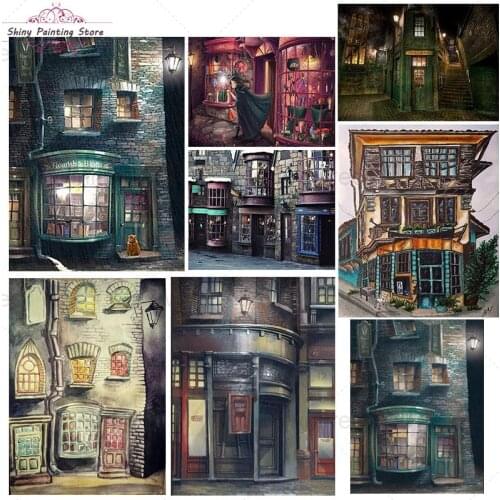 Full Square Round Drill Diamond Painting Night Landscape Magic Building Diamond Embroidery Picture Of Rhinestone Home Decoration