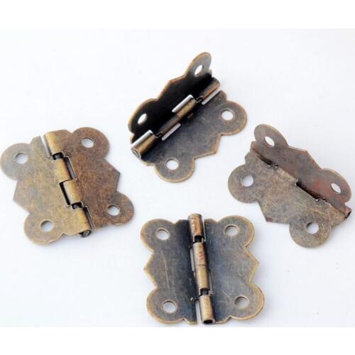 Free Shipping 20pcs Antique Bronze Hardware 4 Holes DIY Box Butt Door Hinges (Not Including Screws) 29x27mm J3018
