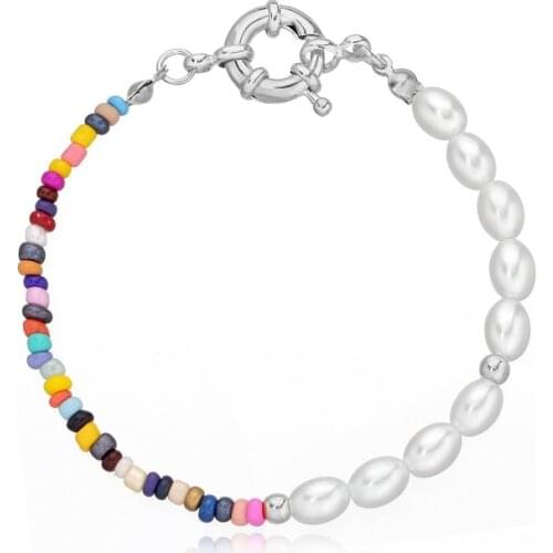 New Bohemian Bead Pearl Shell Link Bracelet for Women Girls Handmade Colorful Seed Beaded Bangles Bracelet Jewelry Best Gifts