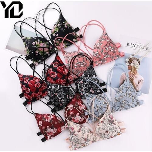 New Fashion Floral Print Push Up Bras For Women Deep V Bras Front Buckle Wireless Bralette Girls Sexy Leopard Underwear Lingerie