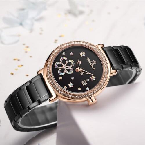 The New NAVIFORCE Women Quartz Date Watch Stainless Steel Strap Water Ressistance Lady Clock Fashion Dress Casual Wristwatch