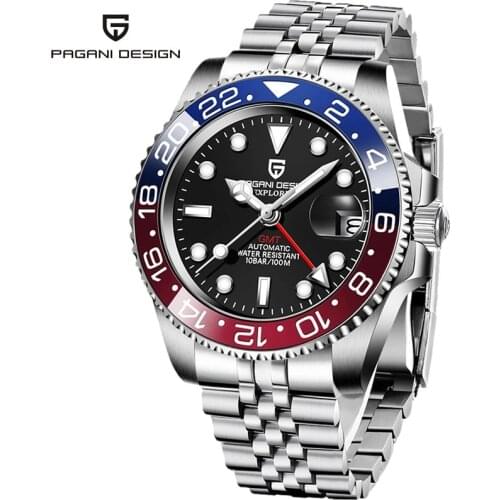 PAGANI DESIGN Top Brand Luxury Men Mechanical Watch GMT Luminous Clock Waterproof Stainless Steel Business Automatic Wrist watch
