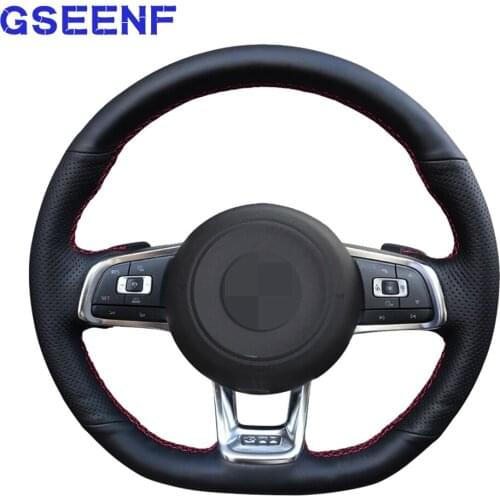 Car Steering Wheel Covers DIY Black PU Artificial Leather For Volkswagen VW Golf 7 GTI Polo Jetta (GLI) Passat Variant