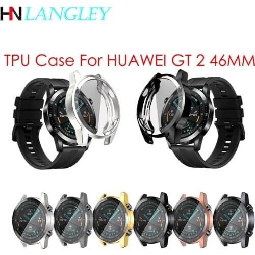 Compatible for Huawei Watch GT/Active 46mm Watch Case Soft TPU Plated Scratch-Proof All-Around Protective Bumper Shell Cover