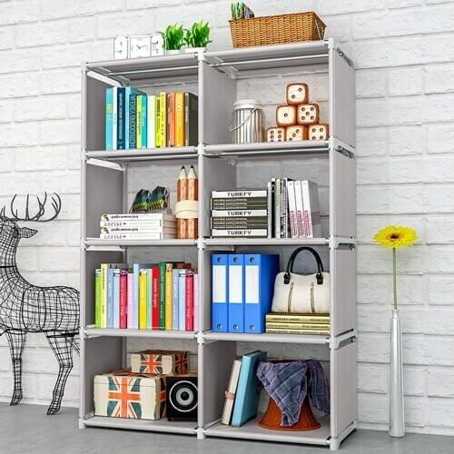 Double Rows 8 Cube Decorative Display Stand Toys Storage Shelf Rack Bookcase Cabinet Organizer Bookshelf Book Display Unit