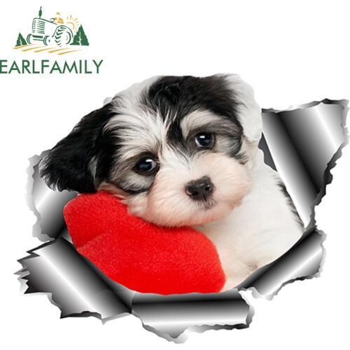 EARLFAMILY 13cm x 10.4cm 3D Pet Dog Car Sticker Torn Metal Vinyl Decal Reflective Stickers Funny Animal Car Styling Accessories