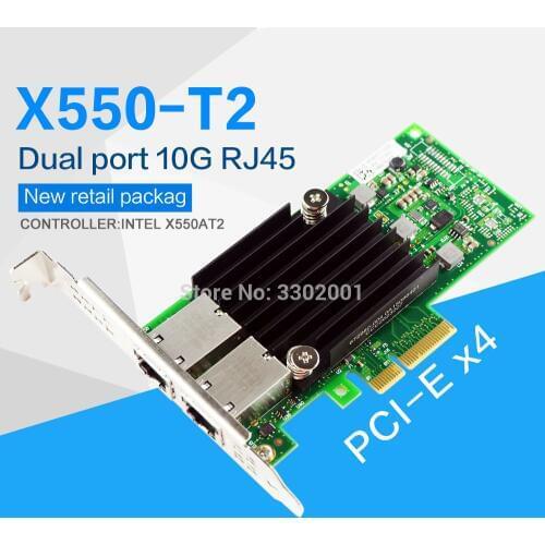 FANMI PCI-E X4 X550-T2 10G Ethernet Server Adapter Dual Port RJ45 Converged Network Adapter X550T2BLK