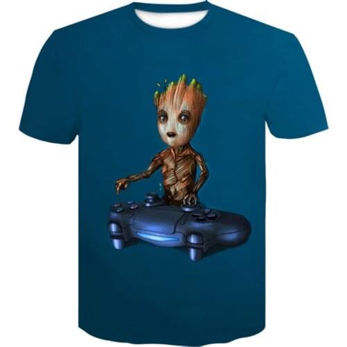 Groot Guardians of the Galaxy Mens 3D Printed T-shirt harajuku design Short Sleeve Hipster round neck t shirt Hip Hop tshirt