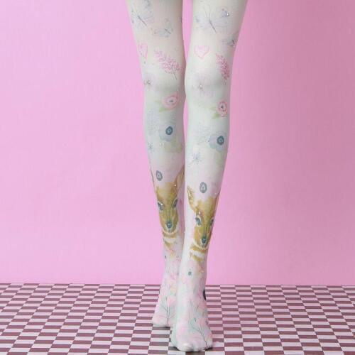 Deer Head Flower Color Rhinestone Printing Pantyhose