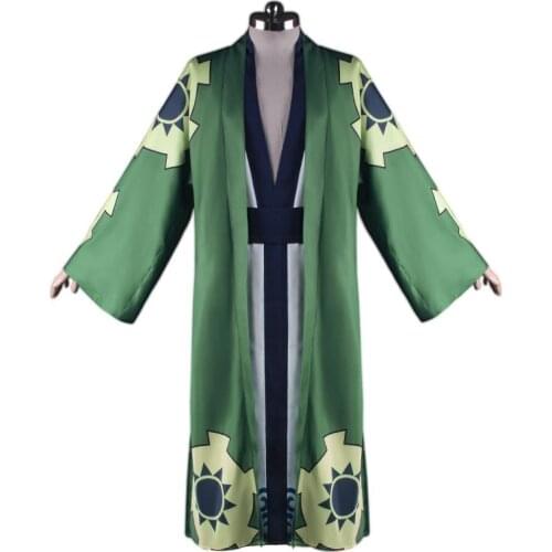 Anime Roronoa Zoro Cosplay Costume Kimono Robe Full Suit Slicked-back green wig Short Layer Roronoa Zoro Wig