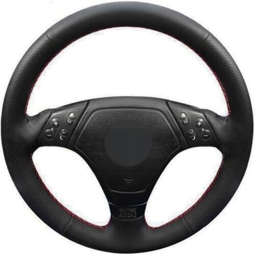 Car Steering Wheel Covers Hand-Stitched Black Genuine Leather Car Steering Wheel Cover For BMW E36 E46 E39