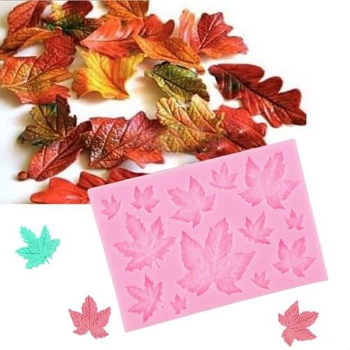 Kitchen Chocolate Sugar Craft Silicone Fondant Mold Cake Decor Shaping Maple Leaves Mould