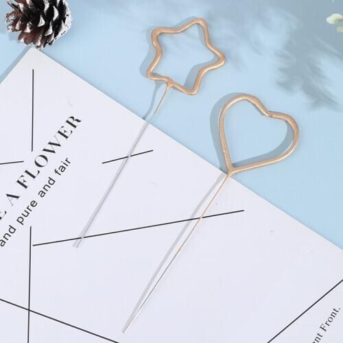 Hot！Romantic Star Love Shape Wedding Birthday Party Candle Cake Topper Decoration Supplies Candles Gold Stars Decorations Gift