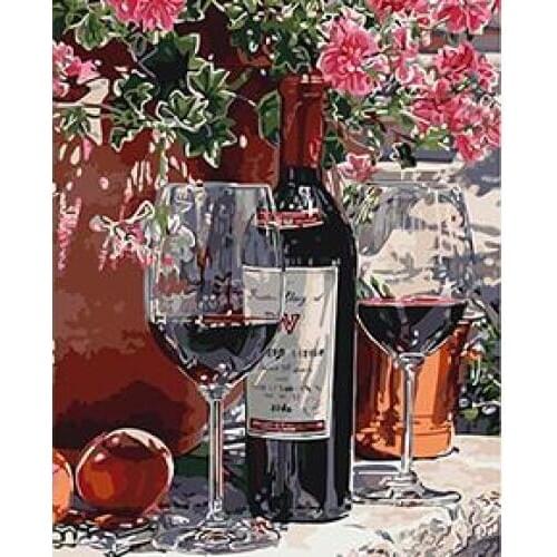 MaHuaf-W468 wine and flowers coloring by numbers DIY digital Hand-painted canvas painting for home decor