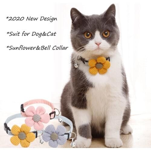 Cute Flower Cat Collar with Bell Quick Release Pet Collars for Kitten Cats Small Dog Adjustable Pet Accessories Cosas Para Gatos
