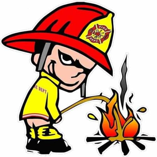 Funny Car Stickers for Fireman Pee on Fire Lewd Offensive Decoration Vinyl for Helmet JDM RV VAN Car Accessories,13cm*13cm